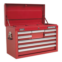 Load image into Gallery viewer, Sealey Topchest &amp; Rollcab Combination 15 Drawer Ball-Bearing Slides - Red &amp; 148pc Tool Kit
