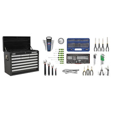 Load image into Gallery viewer, Sealey Topchest 10 Drawer Ball-Bearing Slides - Black &amp; 140pc Tool Kit
