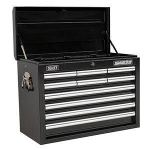 Sealey Topchest 10 Drawer Ball-Bearing Slides - Black & 140pc Tool Kit