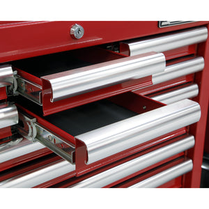 Sealey Topchest 10 Drawer Ball-Bearing Slides (45mm) - Red (Tumbler Lock)