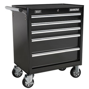 Sealey Topchest & Rollcab Combination 10 Drawer Ball-Bearing Slides - Black & 148pc Tool Kit