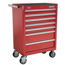Load image into Gallery viewer, Sealey Topchest &amp; Rollcab Combination 15 Drawer Ball-Bearing Slides - Red &amp; 148pc Tool Kit
