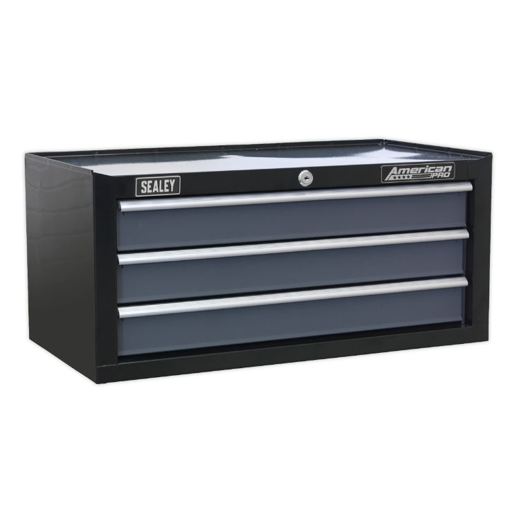 Sealey Mid-Box 3 Drawer Ball-Bearing Slides - Black/Grey (Siegen)
