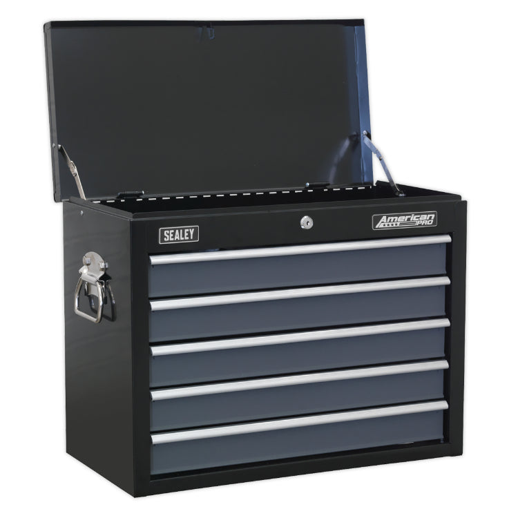 Sealey Topchest 5 Drawer Ball-Bearing Slides - Black/Grey (Siegen)