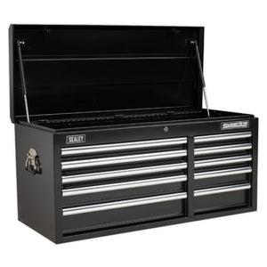 Sealey Topchest 10 Drawer Ball-Bearing Slides Heavy-Duty - Black