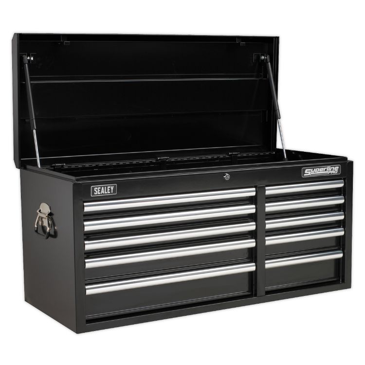 Sealey Topchest 10 Drawer Ball-Bearing Slides Heavy-Duty - Black