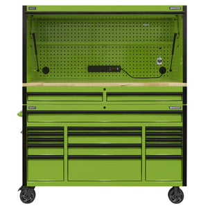 Sealey 15 Drawer 1549mm Mobile Trolley, Wooden Worktop, Hutch, 2 Drawer Riser