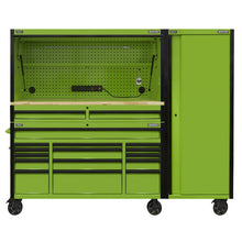 Load image into Gallery viewer, Sealey 15 Drawer 1549mm Mobile Trolley, Wooden Worktop, Hutch, 2 Drawer Riser &amp; Side Locker
