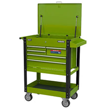 Load image into Gallery viewer, Sealey Heavy-Duty Mobile Tool &amp; Parts Trolley - 5 Drawers &amp; Lockable Top - Hi-Vis Green
