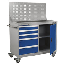 Load image into Gallery viewer, Sealey Industrial Mobile Workstation 5 Drawer &amp; 1 Shelf Locker
