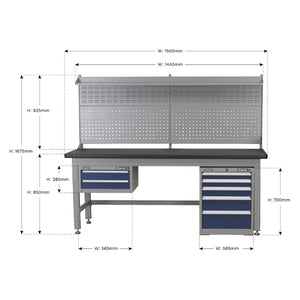 Sealey 1.5M Complete Industrial Workstation & Cabinet Combo