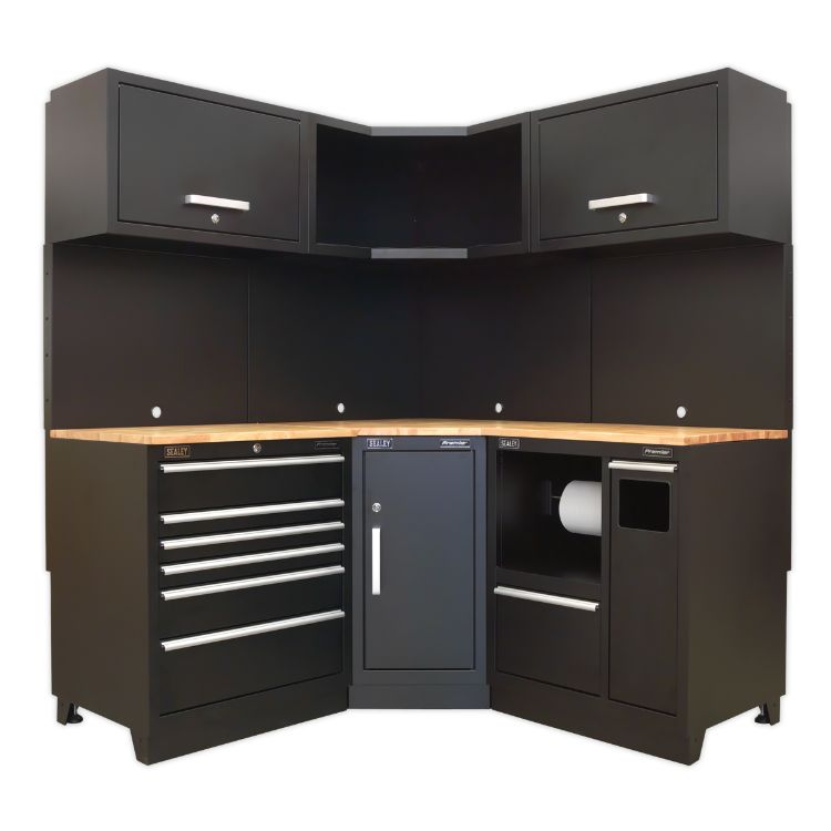 Sealey 1.7M Corner Storage System - Oak Worktop (Premier)