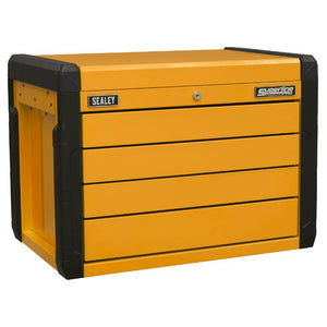 Sealey 4 Drawer Push-to-Open Topchest, Ball-Bearing Slides - Orange