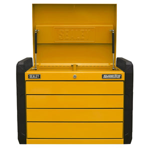 Sealey 4 Drawer Push-to-Open Topchest, Ball-Bearing Slides - Orange