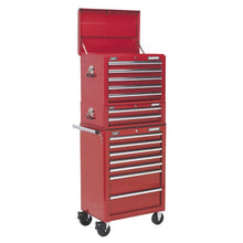 Load image into Gallery viewer, Sealey Topchest, Mid-Box &amp; Rollcab Combination, 14 Drawer Ball-Bearing Slides - Red
