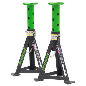 Sealey Trolley Jack 3 Tonne & Axle Stands (Pair) 3 Tonne per Stand Combo - Green