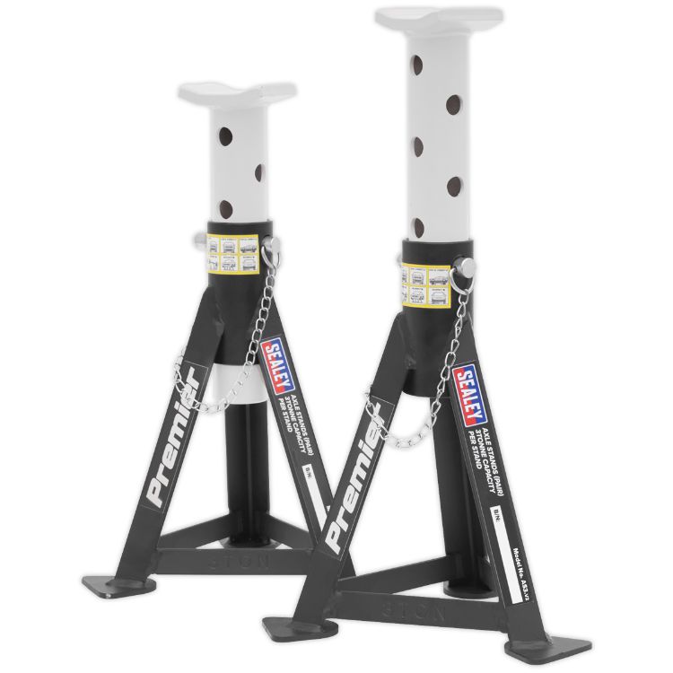 Sealey Axle Stands (Pair) 3 Tonne Capacity per Stand - White