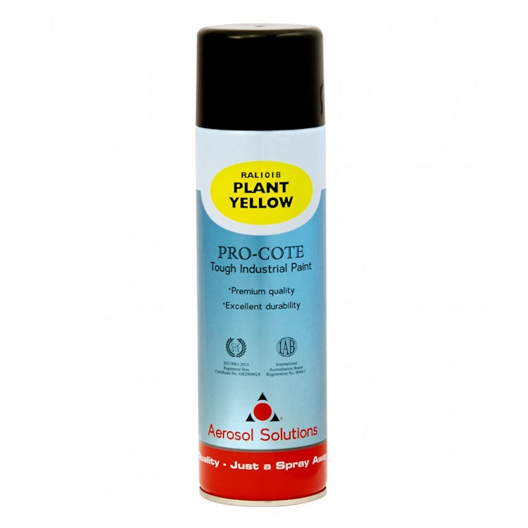 Aerosol Solutions PRO-COTE - Premium Quality Tough Industrial Acrylic Paint - RAL1018 Plant Yellow 500ml