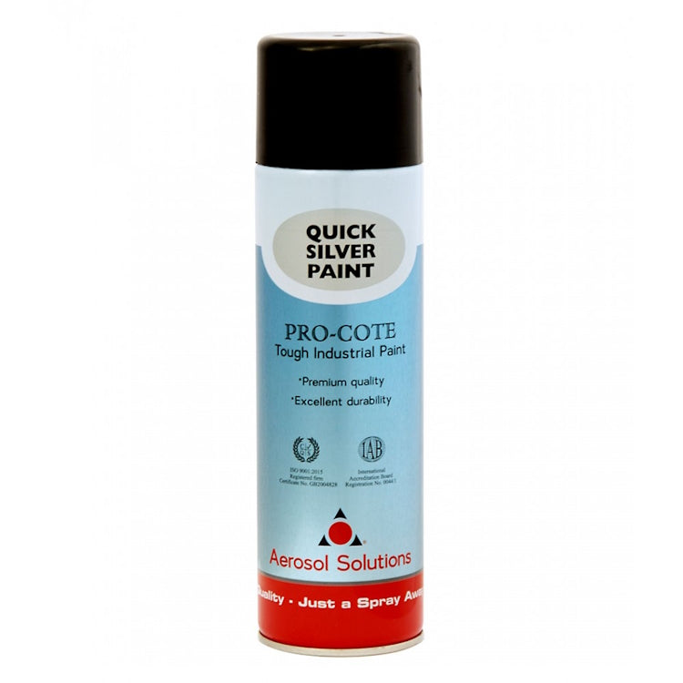 Aerosol Solutions PRO-COTE - Premium Quality Tough Industrial Acrylic Paint - Quick Silver 500ml