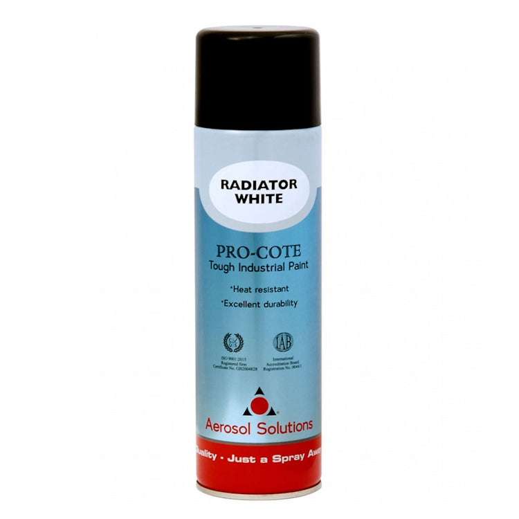 Aerosol Solutions PRO-COTE - Premium Quality Tough Industrial High Temp Paint - Radiator White 500ml