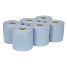 Load image into Gallery viewer, Sealey Paper Roll Blue 2-Ply Embossed 150M - Pack of 6
