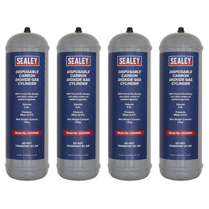 Sealey 1.3kg Disposable Carbon Dioxide Gas Cylinder - Pack of 4