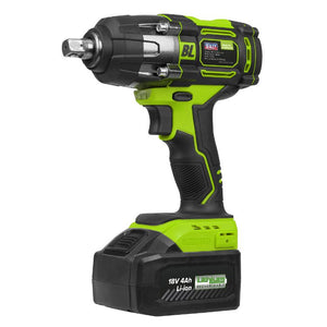 Sealey Cordless Impact Wrench 18V 4Ah Lithium-ion 1/2" Drive (650Nm - 479lb.ft) - Green