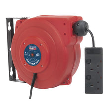 Load image into Gallery viewer, Sealey Cable Reel System Retractable 15M - 2 x 230V Socket
