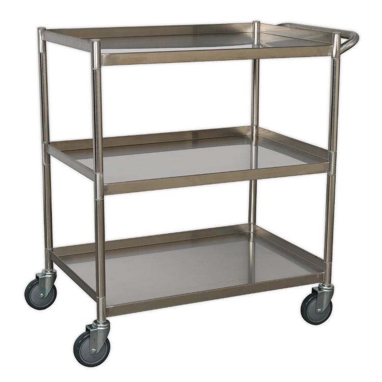 Sealey Workshop Trolley 3-Level Stainless Steel