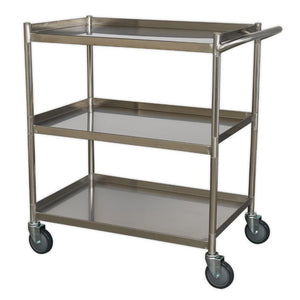 Sealey Workshop Trolley 3-Level Stainless Steel
