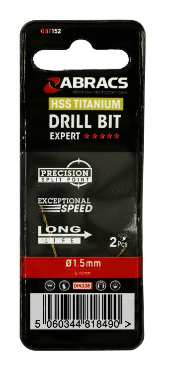 Abracs HSS Titanium Drill Bit 1.5mm (2pc)