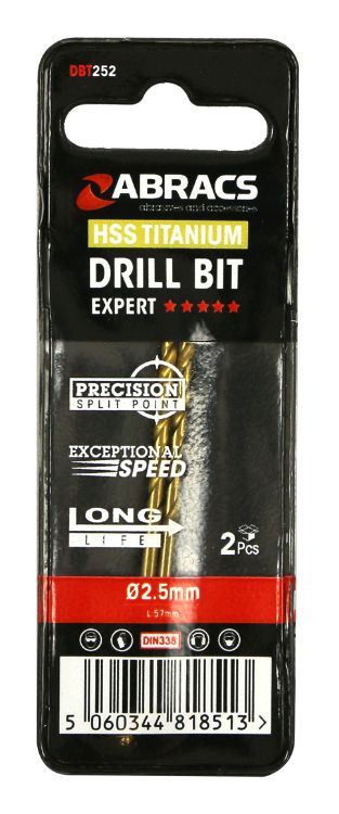 Abracs HSS Titanium Drill Bit 2.5mm (2pc)