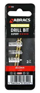 Abracs HSS Titanium Drill Bit 3.0mm (2pc)