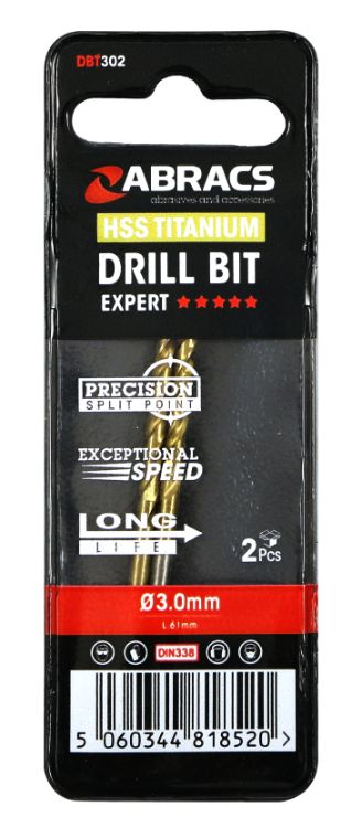 Abracs HSS Titanium Drill Bit 3.0mm (2pc)
