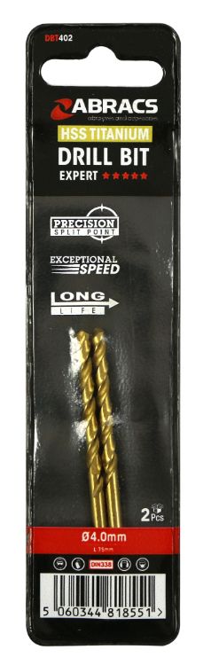 Abracs HSS Titanium Drill Bit 4.0mm (2pc)