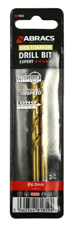 Abracs HSS Titanium Drill Bit 6.0mm (2pc)