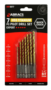 Abracs 7pc Quick Chuck Titanium Pilot Drill Set