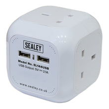 Load image into Gallery viewer, Sealey Extension Cable Cube 4 x 230V &amp; 2 x USB Sockets - 1.4M White
