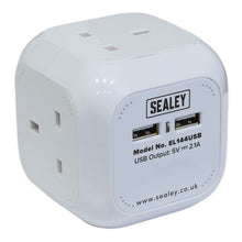 Load image into Gallery viewer, Sealey Extension Cable Cube 4 x 230V &amp; 2 x USB Sockets - 1.4M White
