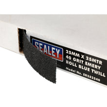 Load image into Gallery viewer, Sealey Emery Roll Blue Twill 25mm x 25M 40Grit
