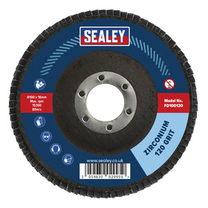 Sealey Flap Disc Zirconium 100mm (4") - 16mm Bore 120Grit