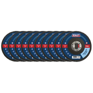 Sealey 80Grit Flap Discs Zirconium 115mm (4-1/2") - 22mm Bore - Pack of 10