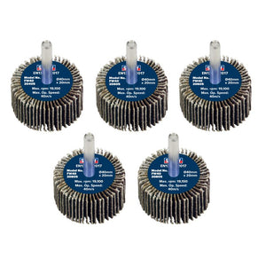 Sealey Flap Wheel 40 x 20mm - 6mm Shaft - Assorted Grit - Pack of 5