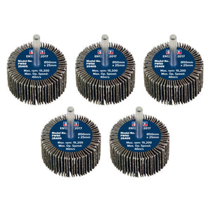 Sealey Flap Wheel 50 x 25mm - 6mm Shaft - 40Grit - Pack of 5