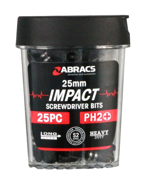 Abracs 25mm Impact Screwdriver Bit PH2 (25pc)