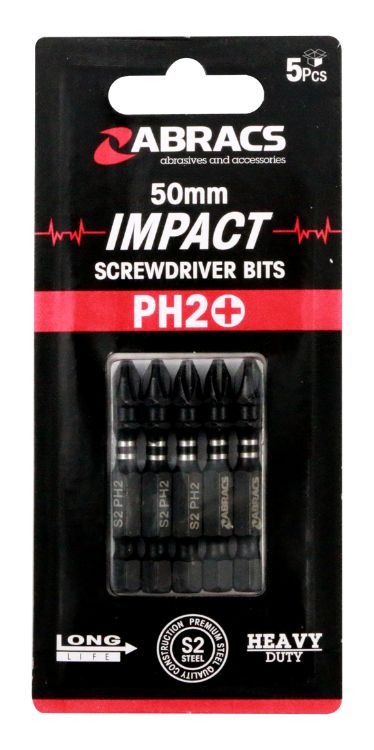 Abracs 50mm Impact Screwdriver Bit PH2 (5pc)
