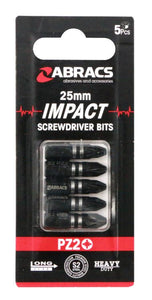 Abracs 25mm Impact Screwdriver Bit PZ2 (5pc)