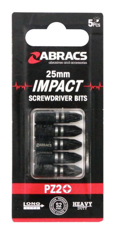Abracs 25mm Impact Screwdriver Bit PZ2 (5pc)