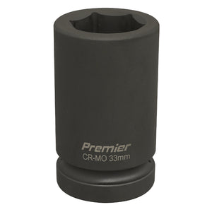 Sealey Impact Socket 33mm 1" Drive Deep (Premier) - 6pt