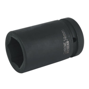Sealey Impact Socket 34mm 1" Drive Deep (Premier) - 6pt